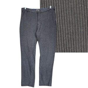 Betabrand Dress Pants Sz 36x36 Mens Striped Black Gray Career Casual Soft Fleece